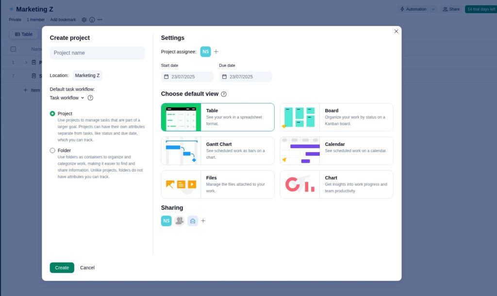 create Projects in Wrike
