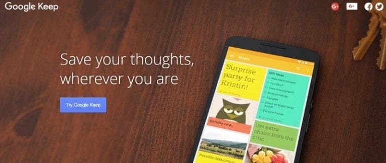 Google keep - App for note taking