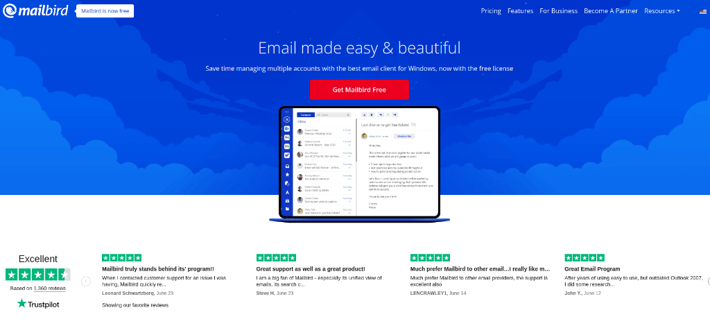 Mailbird: Best for managing multiple accounts direct from inbox