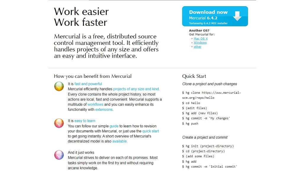 Mercurial - Best for large-sized development projects