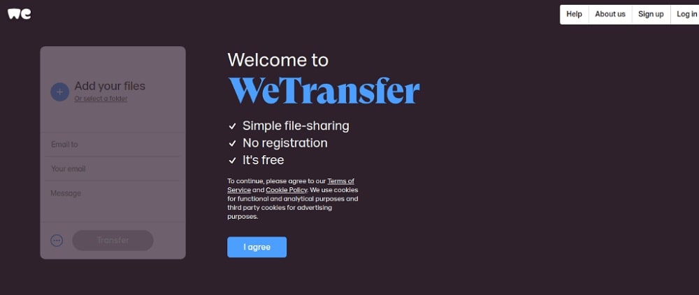 WeTransfer - team collaboration tool for document sharing