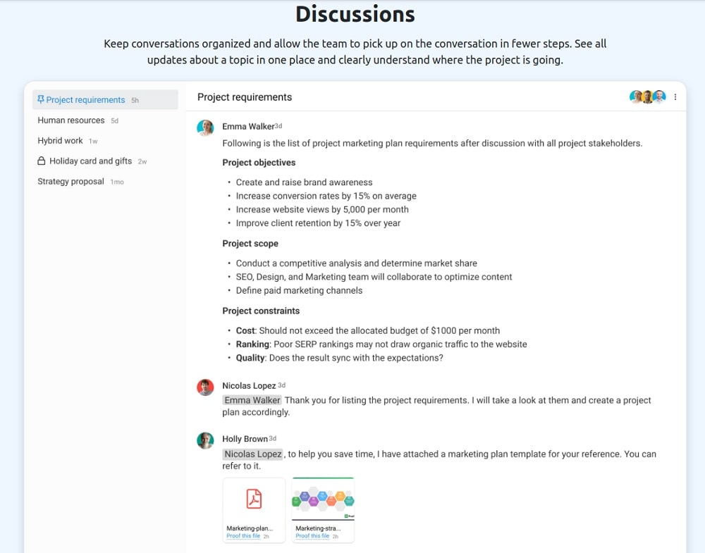 Discussion with your Team in ProofHub