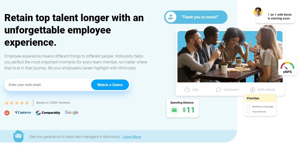 Motivosity - Best for employee recognition and reward system