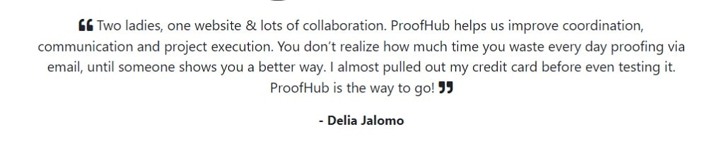 Real time collaboration review of ProofHub customer