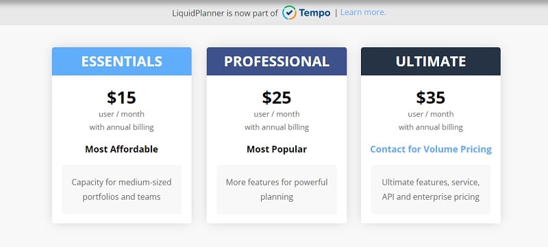 LiquidPlanner Pricing