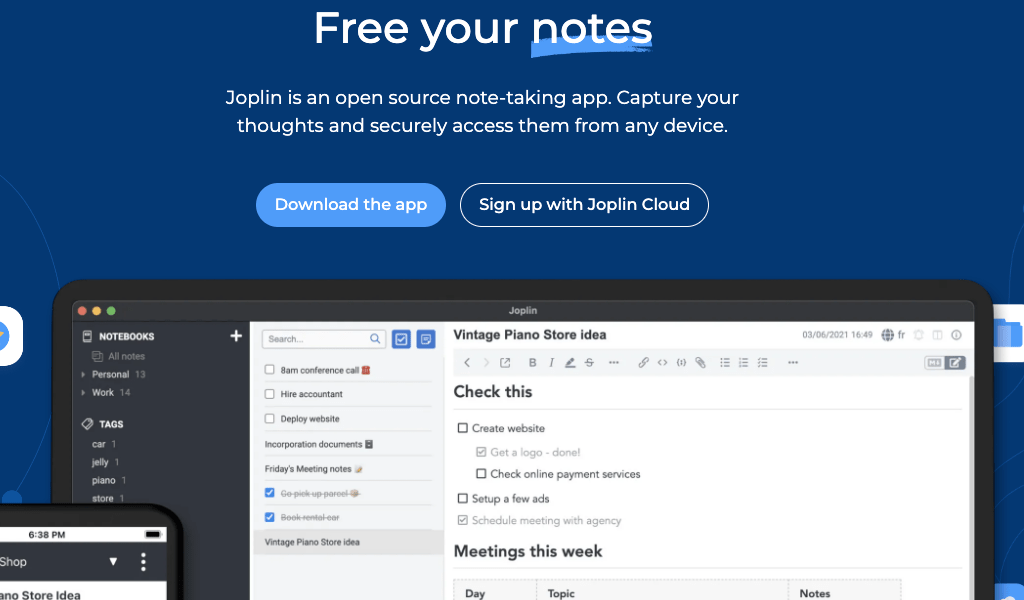 Joplin as a best free and open-source note-taking app.