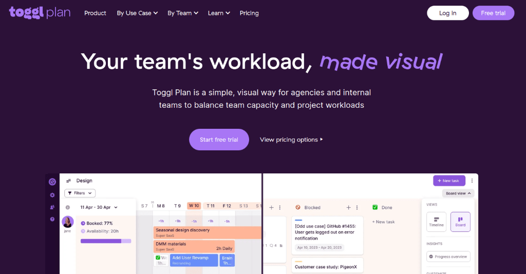 Toggl Plan: best visual project management tool