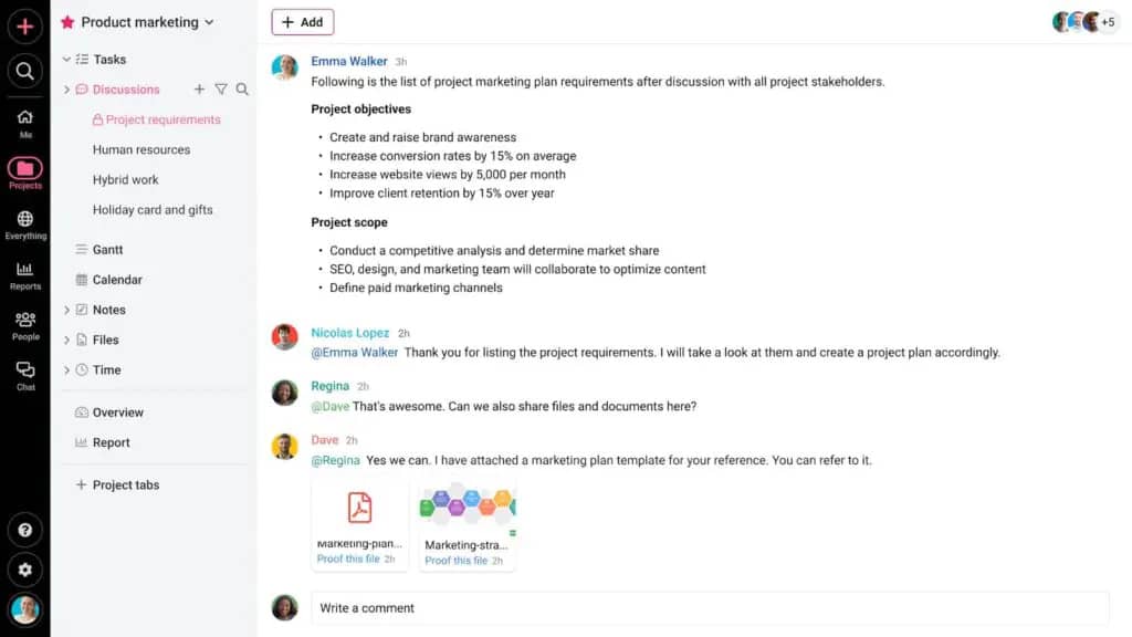 Discussions and built-in chat