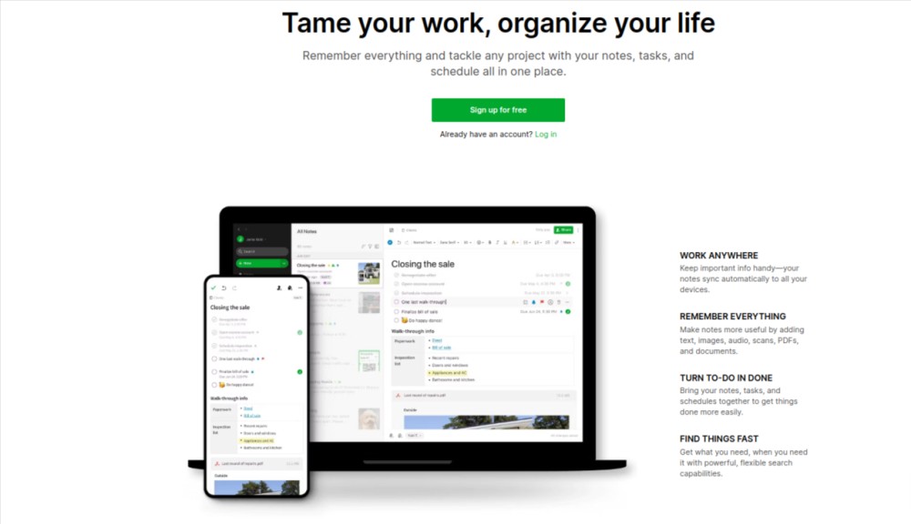 Evernote - Best for creating tasks from notes