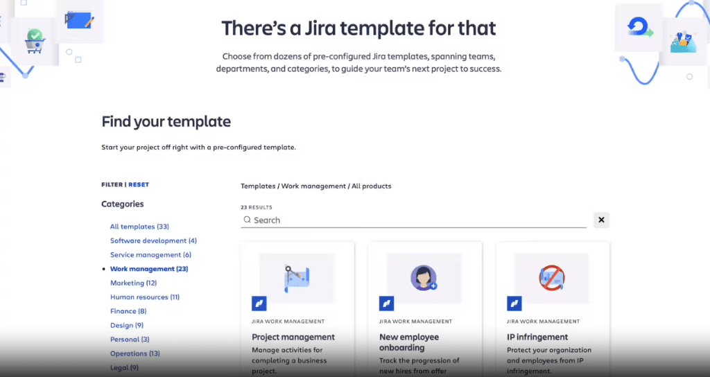 jira project management customizable templates