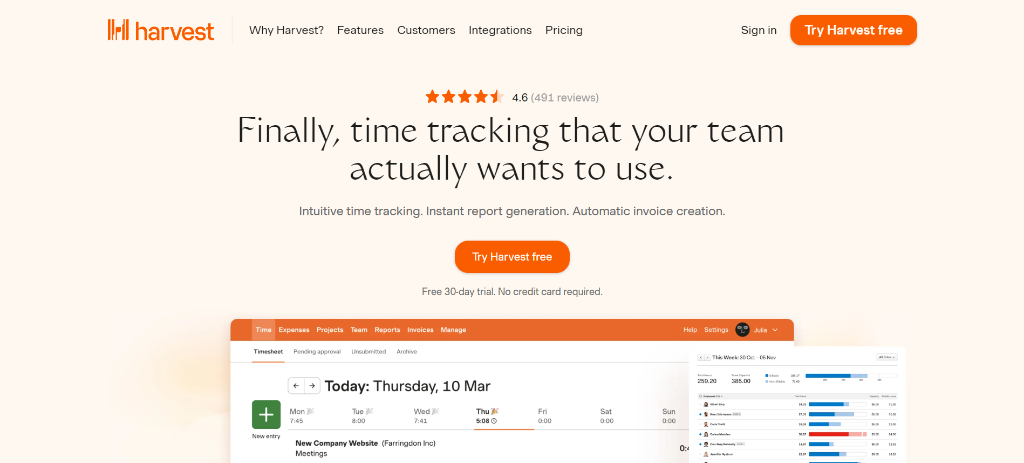 Harvest is one of the best time tracking application 