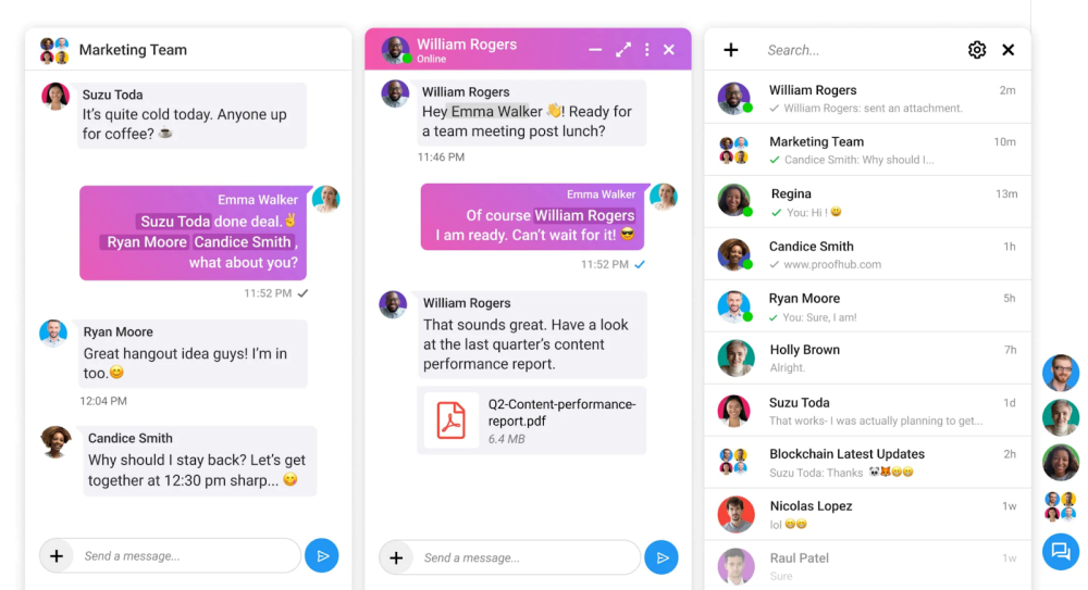 real time communication in ProofHub