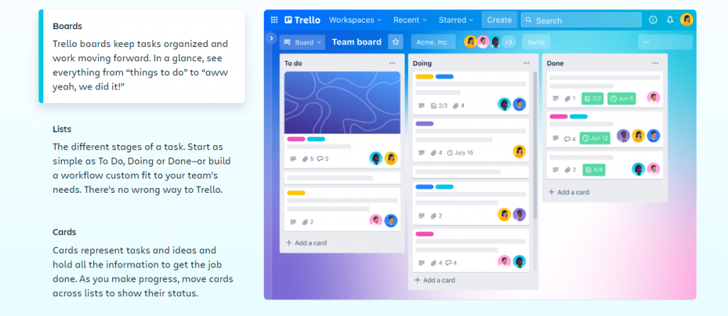 Trello task management