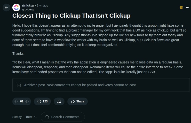 Clickup reddit