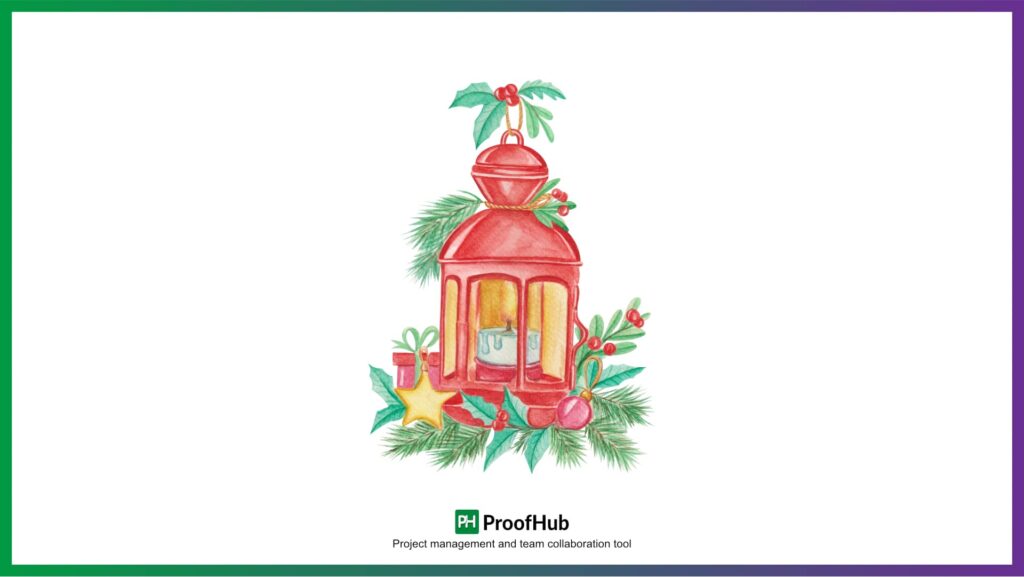 Christmas themed lamp on office desk