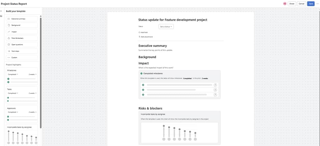 Project Status Reports for narrative reporting