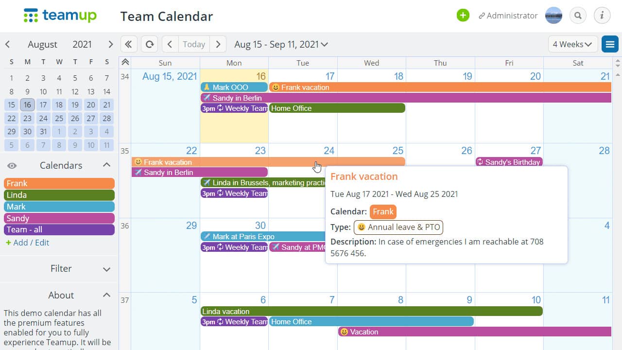 Teamup Calendar