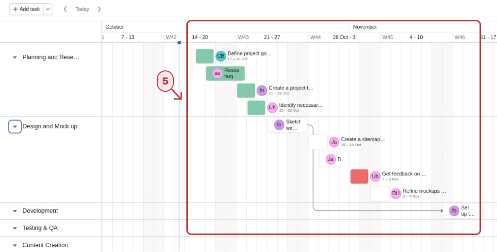 Timeline view