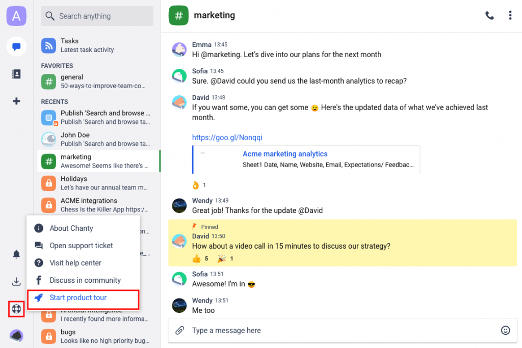 Chanty productivity tool
