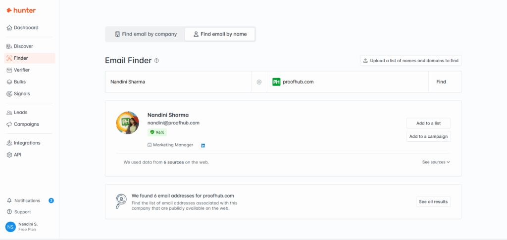 Email Finder by Hunter