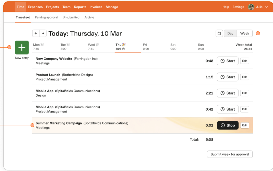 Harvest time tracking tool
