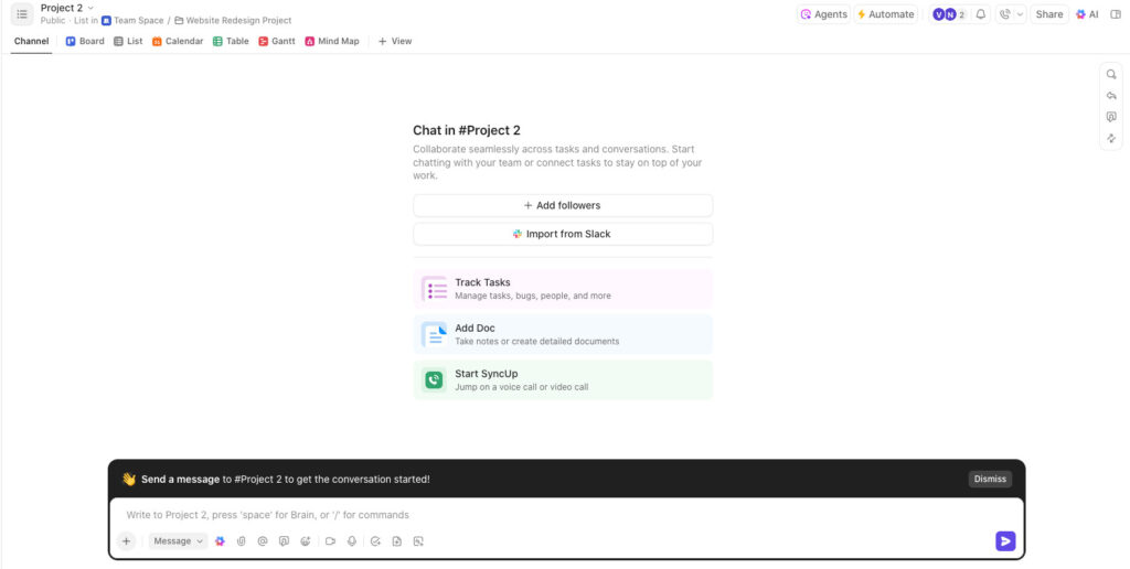 ClickUp Chat view