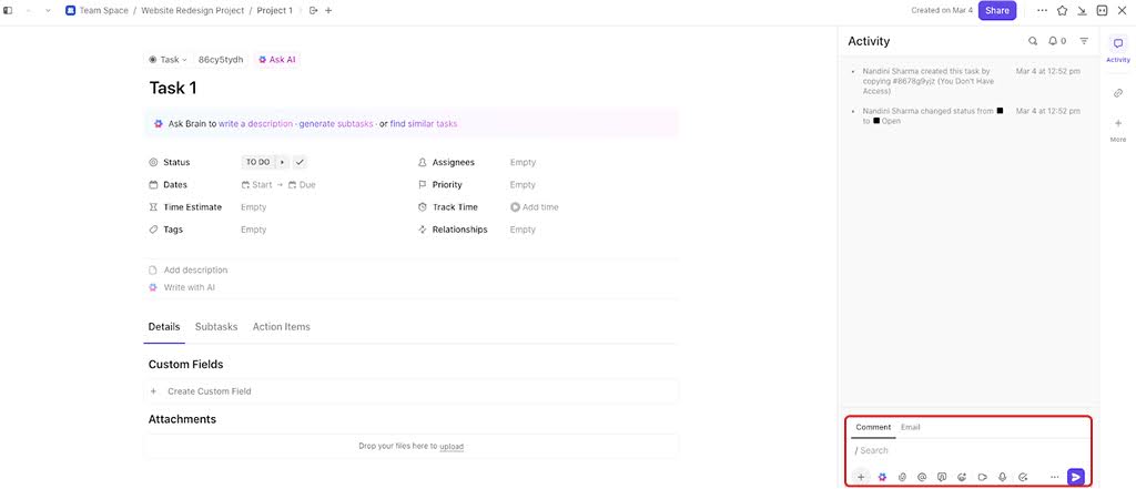 ClickUp Comments