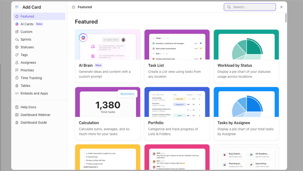 Customizable dashboards