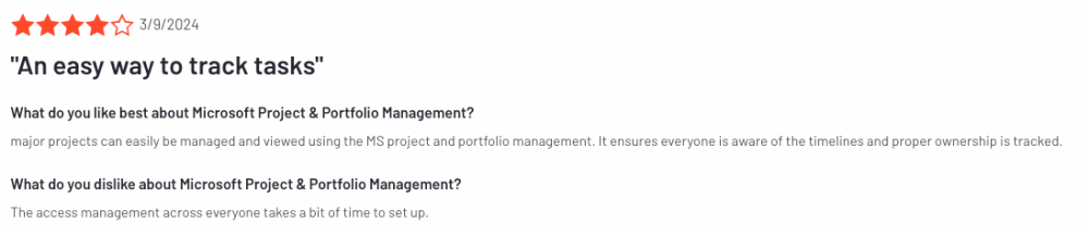 Microsoft Projects user review