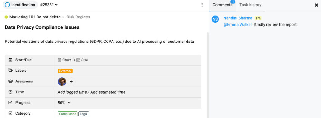 ProofHub Mentions and comments