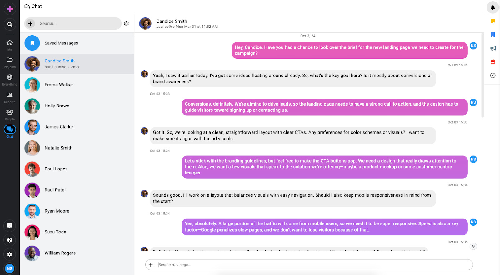 ProofHub Native chat