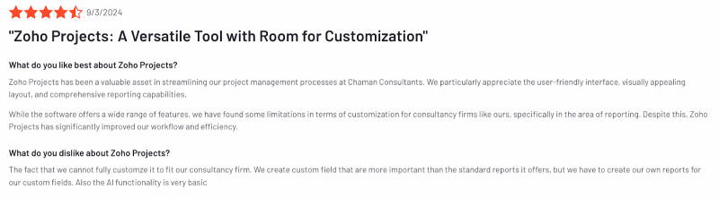 Zoho projects user review