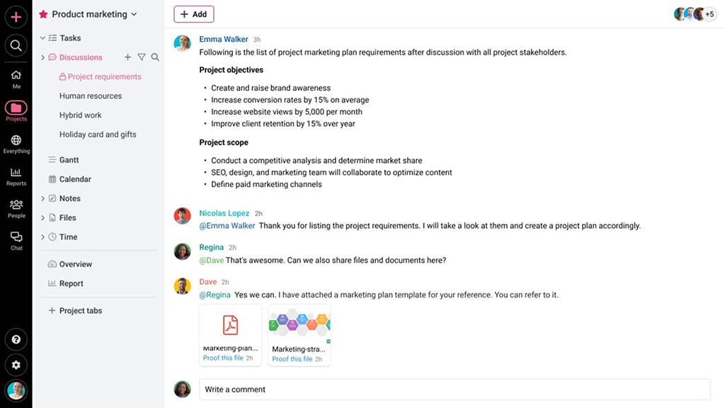 ProofHub discussion feature