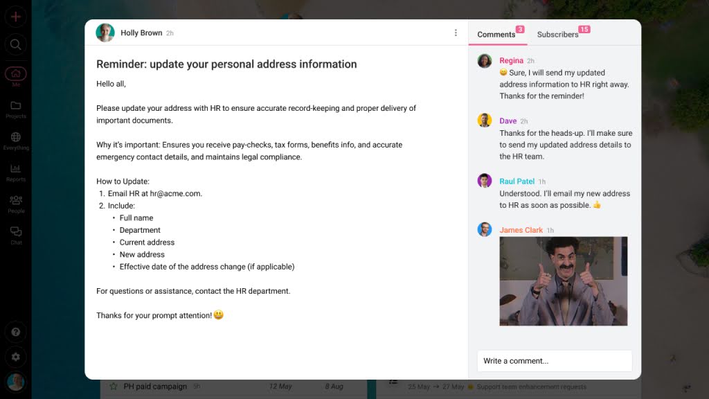 Use Announcement option