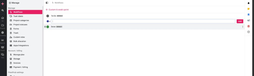 Custom workflows ProofHub