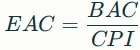Estimate at Completion formula
