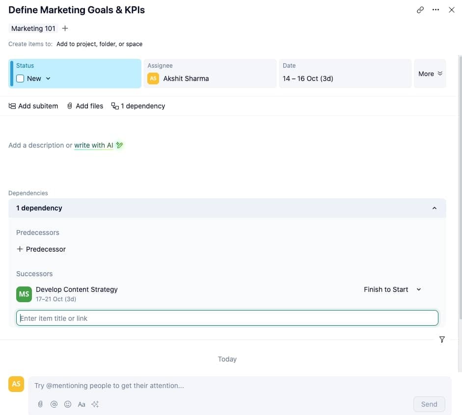 Wrike Dependency tracking