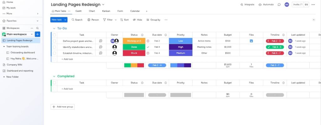 Monday.com Dashboard