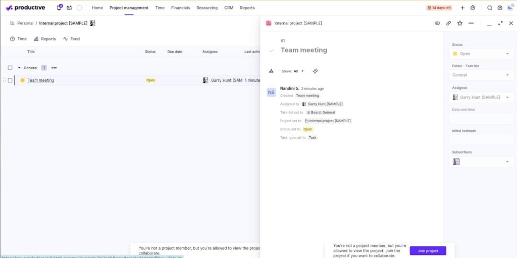 Productive dashboard