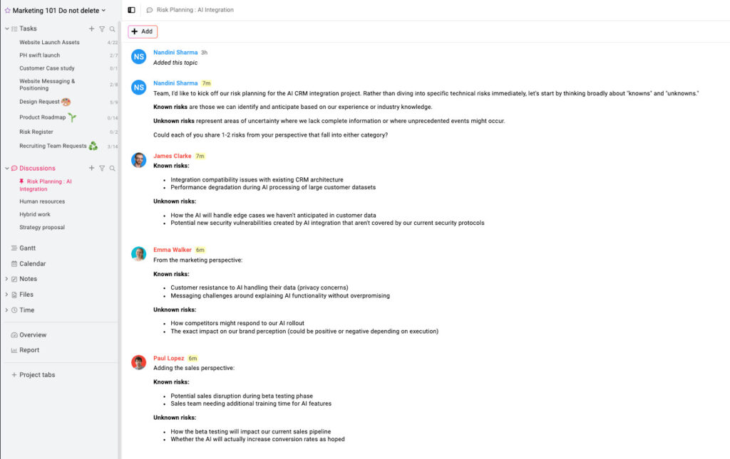 Screenshot of Discussions in ProofHub
