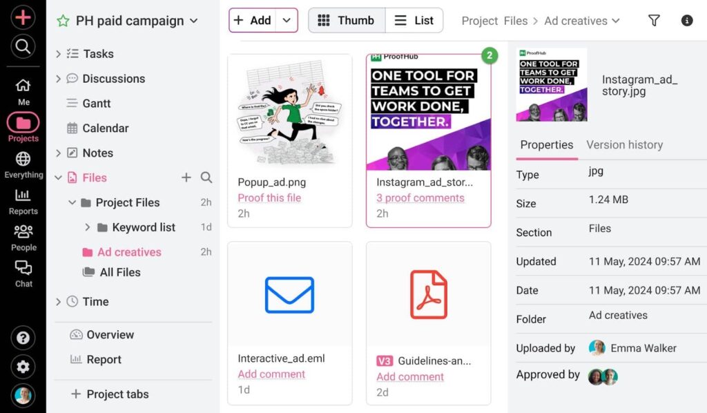 ProofHub File management