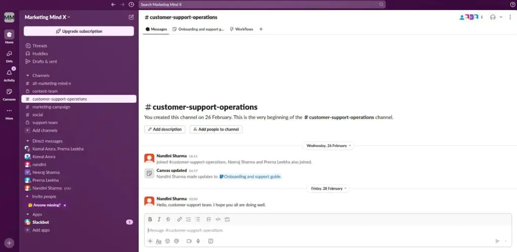 Slack Project management