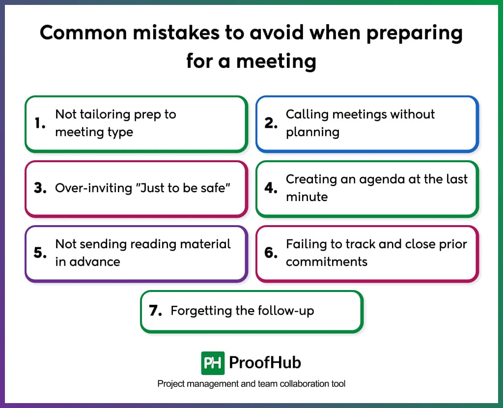common mistakes to avoid when preparing for a meeting