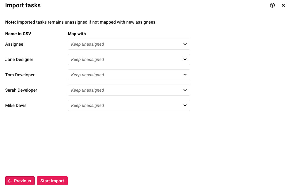 Match assignees to ProofHub users