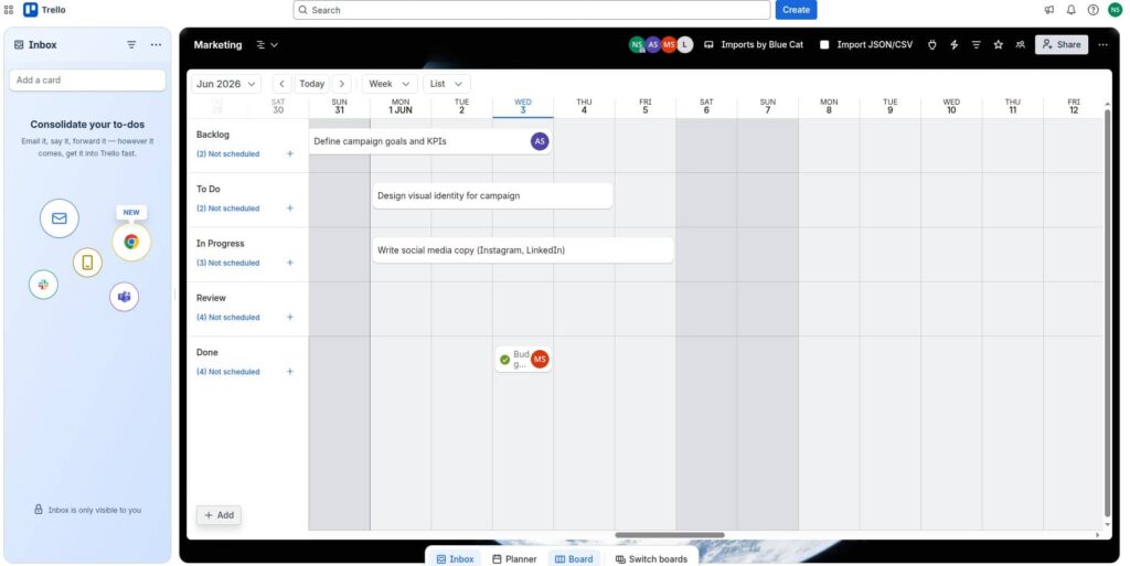 Timeline view