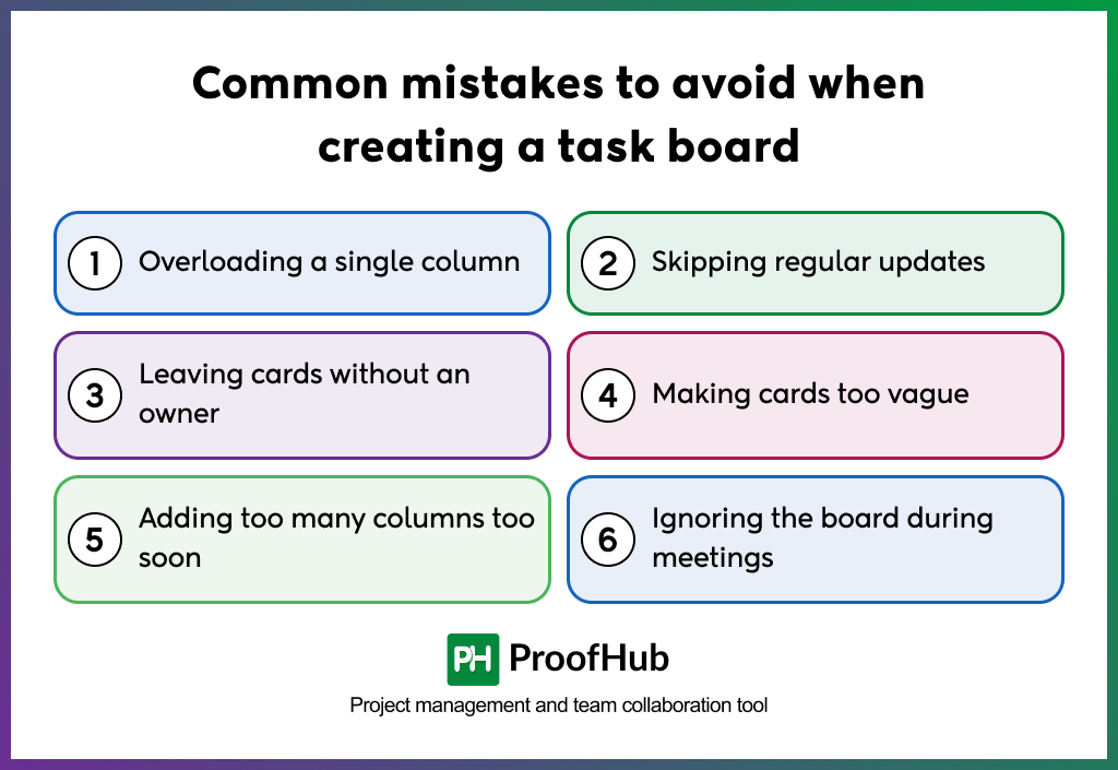 Common mistakes to avoid when creating a task board