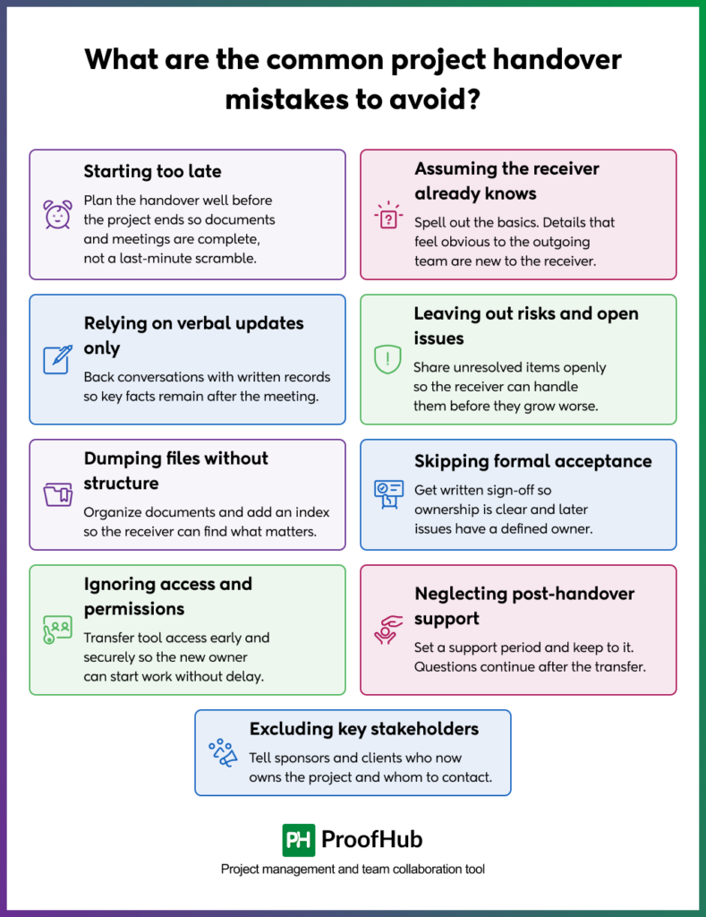 What are the common project handover mistakes to avoid