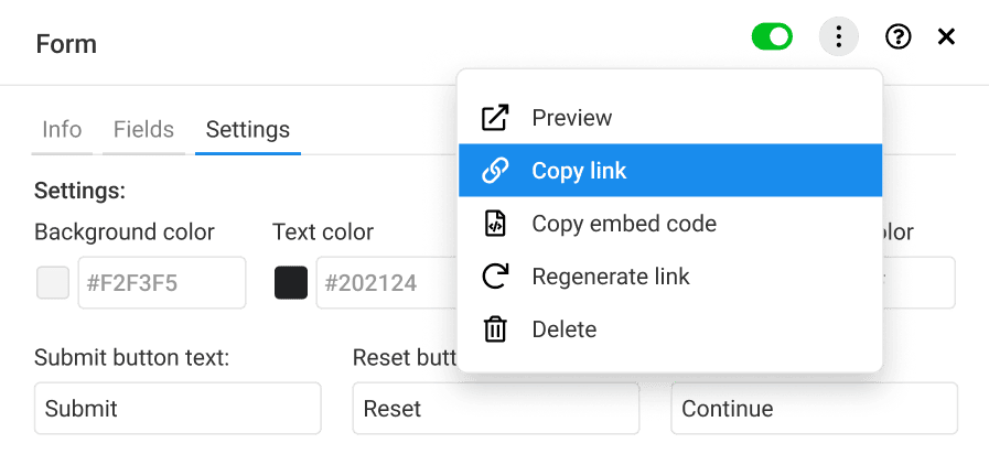 Share ProofHub forms with internal and external stakeholders with a link