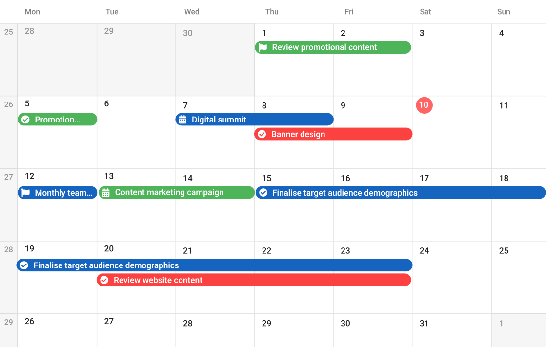 ProofHub’s Calendar view