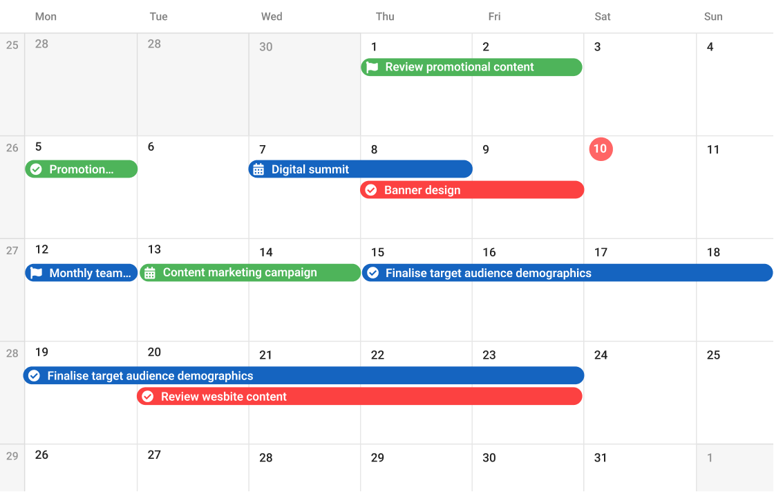 Set automated recurring tasks, and reminders and identify due dates with ProofHub’s calendar